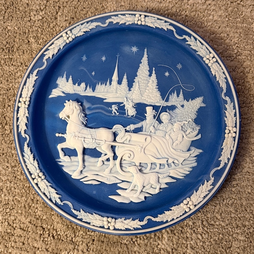 Bradex Retired Incolay Lapis Stone Collector Plate “Home with the Tree”